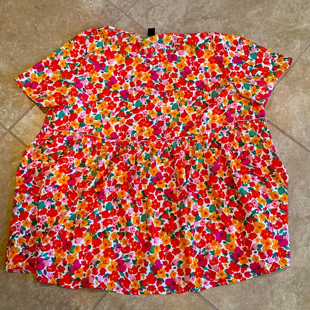 Floral Size 4X Baby Doll/ Drop Waist Top Blouse